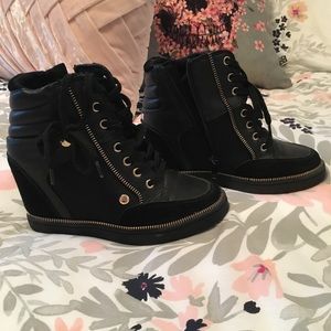 Black, wedge sneakers